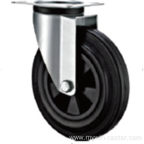 125 mm European industrial rubber casters without brakes